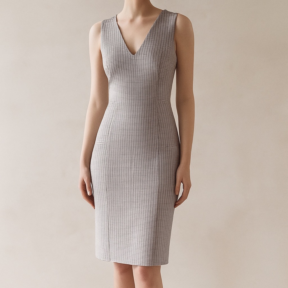Banana Republic Checkered Sheath Dress Midi Length
